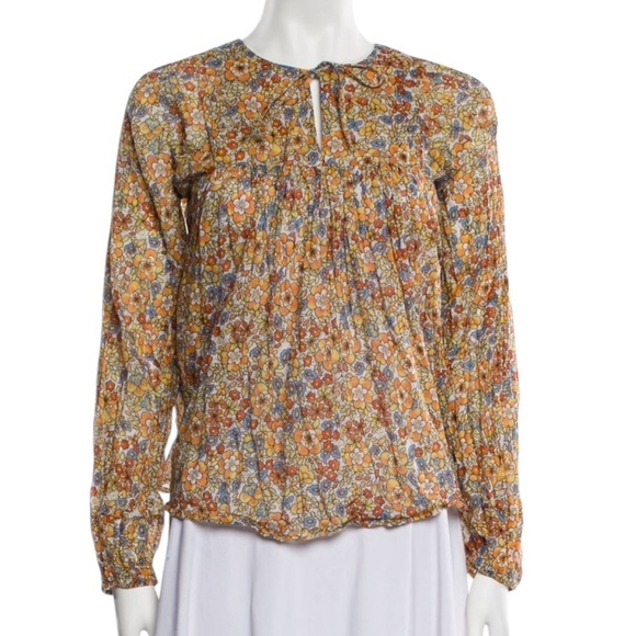 Warm NY Cotton Floral Print Long Sleeve Boho Peasant Blouse Top Size S - Picture 8 of 14